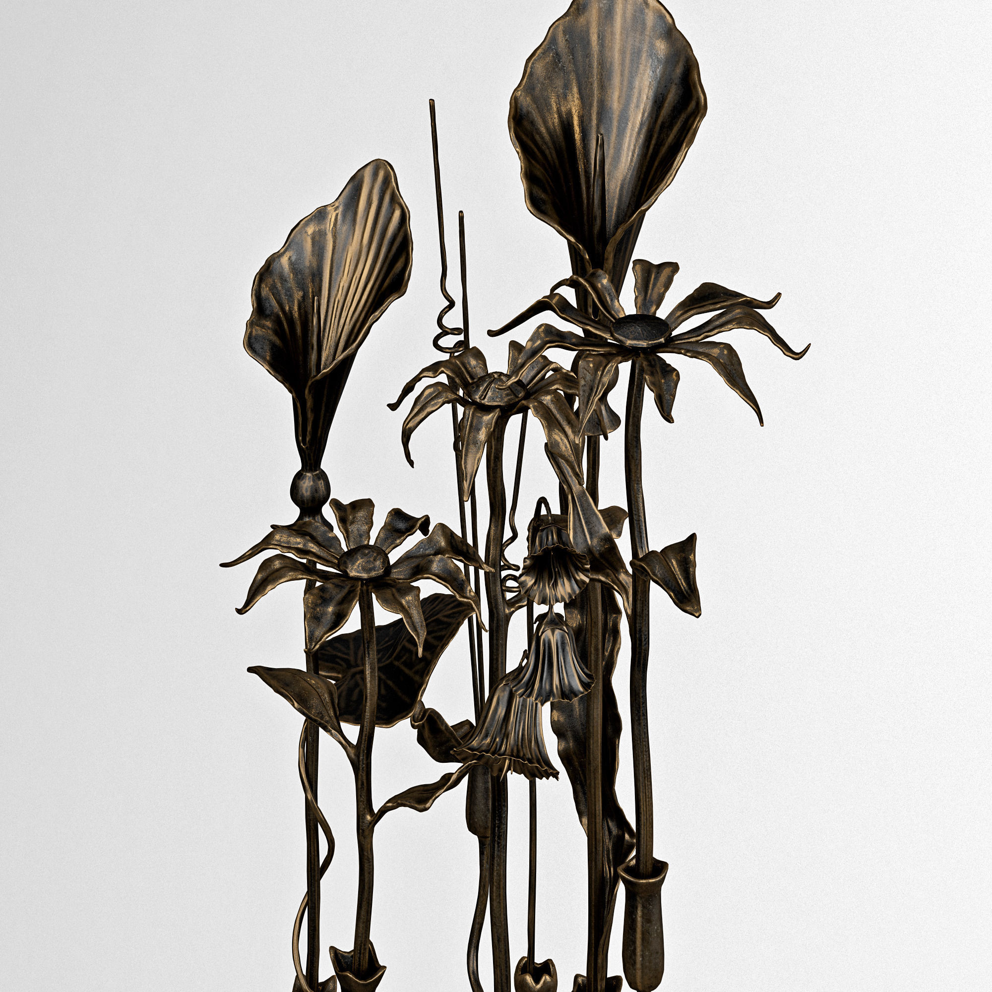 Bronze bouquet 3D model_3