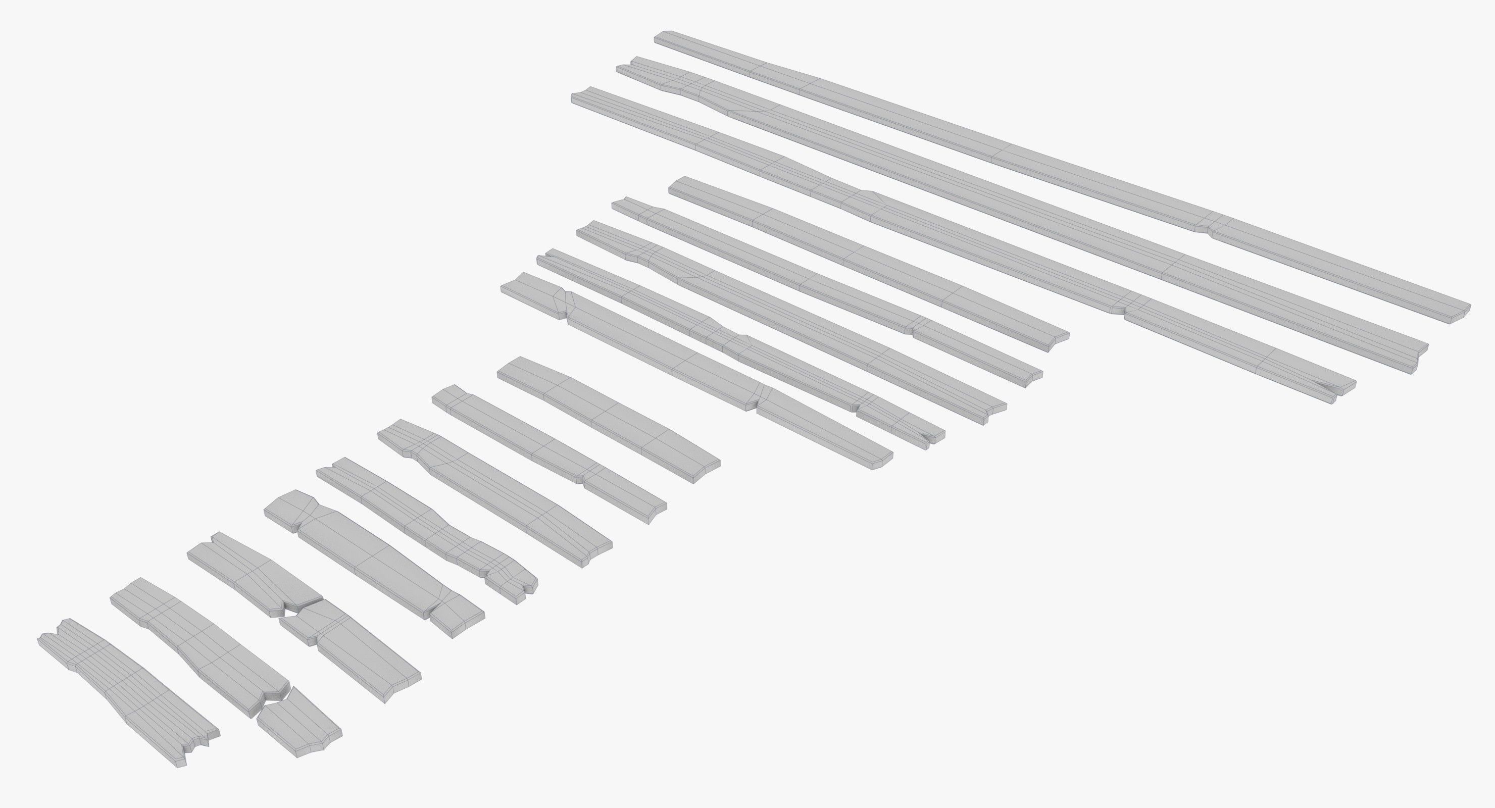 Modular Wooden Stakes and Planks Asset Low-poly 3D model_11