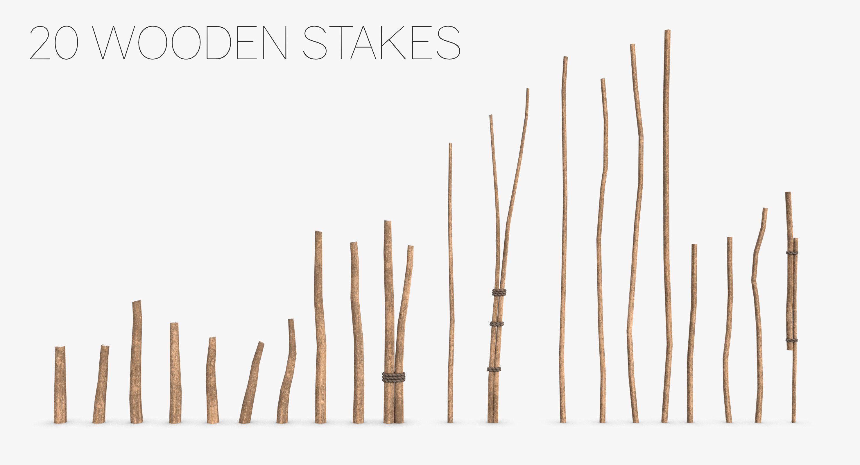 Modular Wooden Stakes and Planks Asset Low-poly 3D model_8