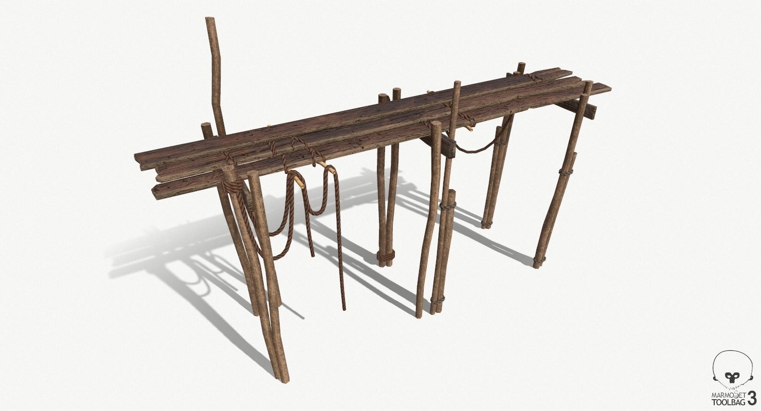 Modular Wooden Stakes and Planks Asset Low-poly 3D model_20