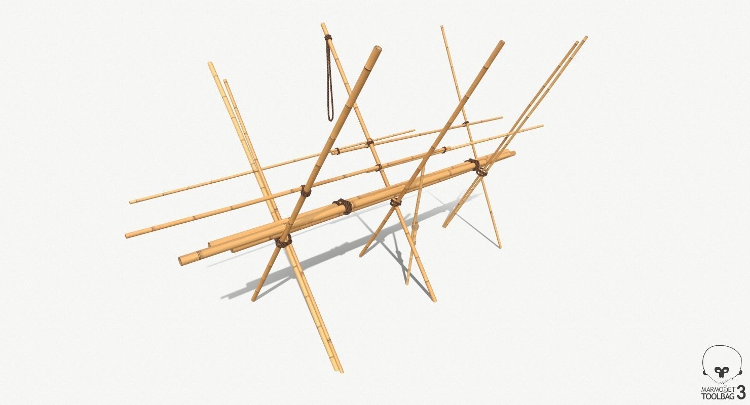 Modular Wooden Stakes and Planks Asset Low-poly 3D model_16