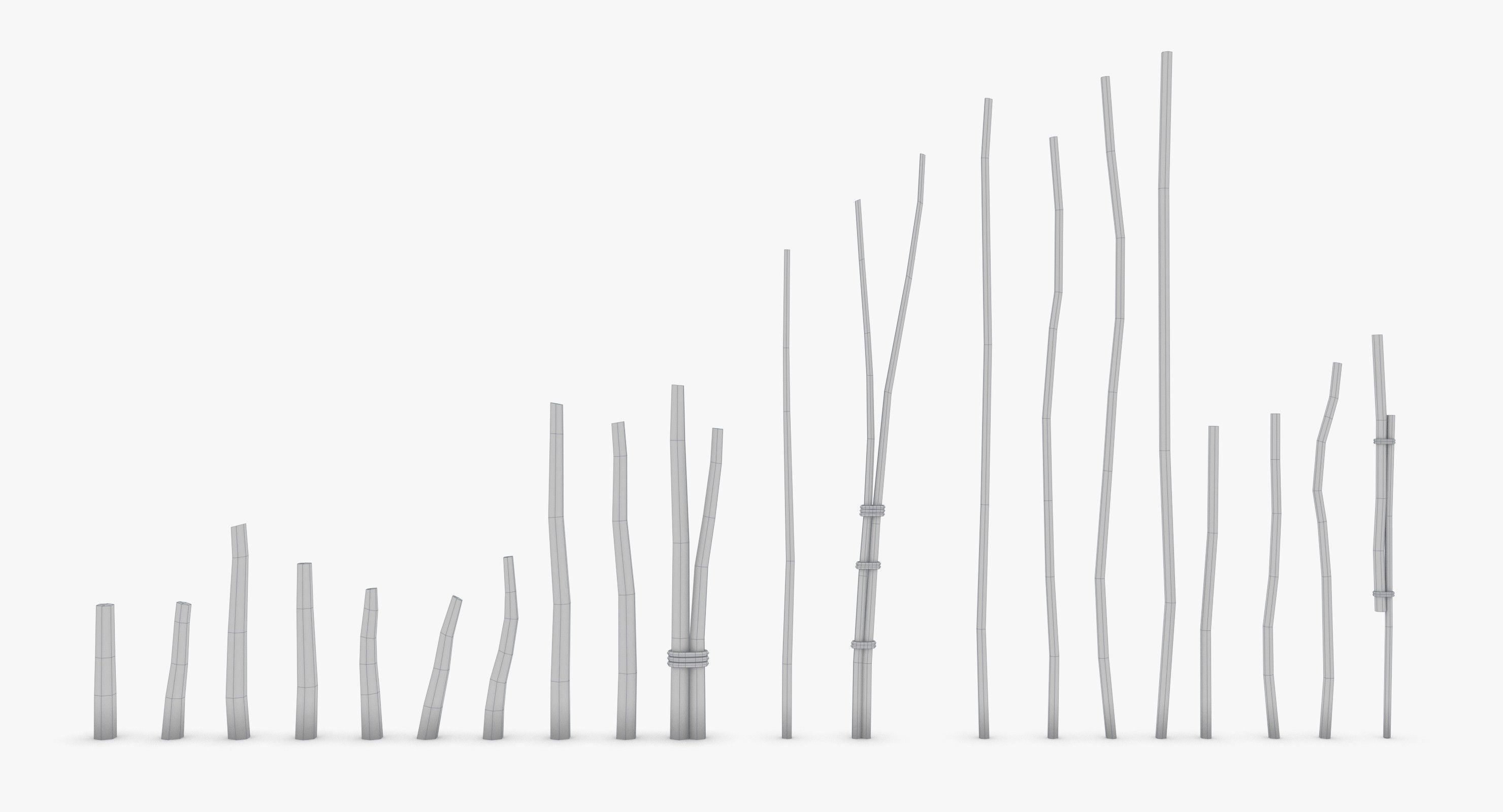 Modular Wooden Stakes and Planks Asset Low-poly 3D model_9