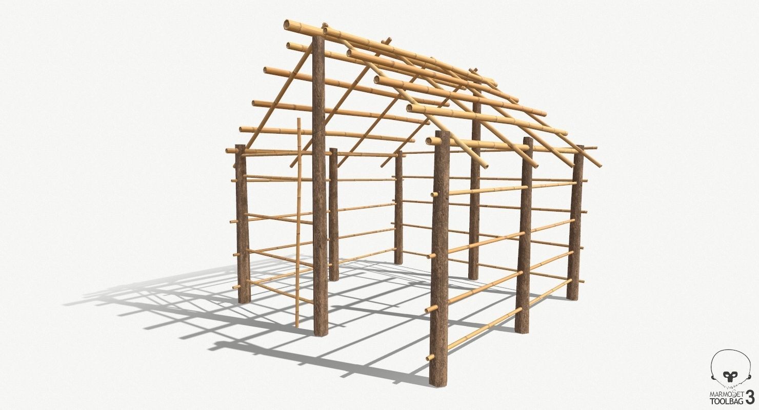 Modular Wooden Stakes and Planks Asset Low-poly 3D model_19