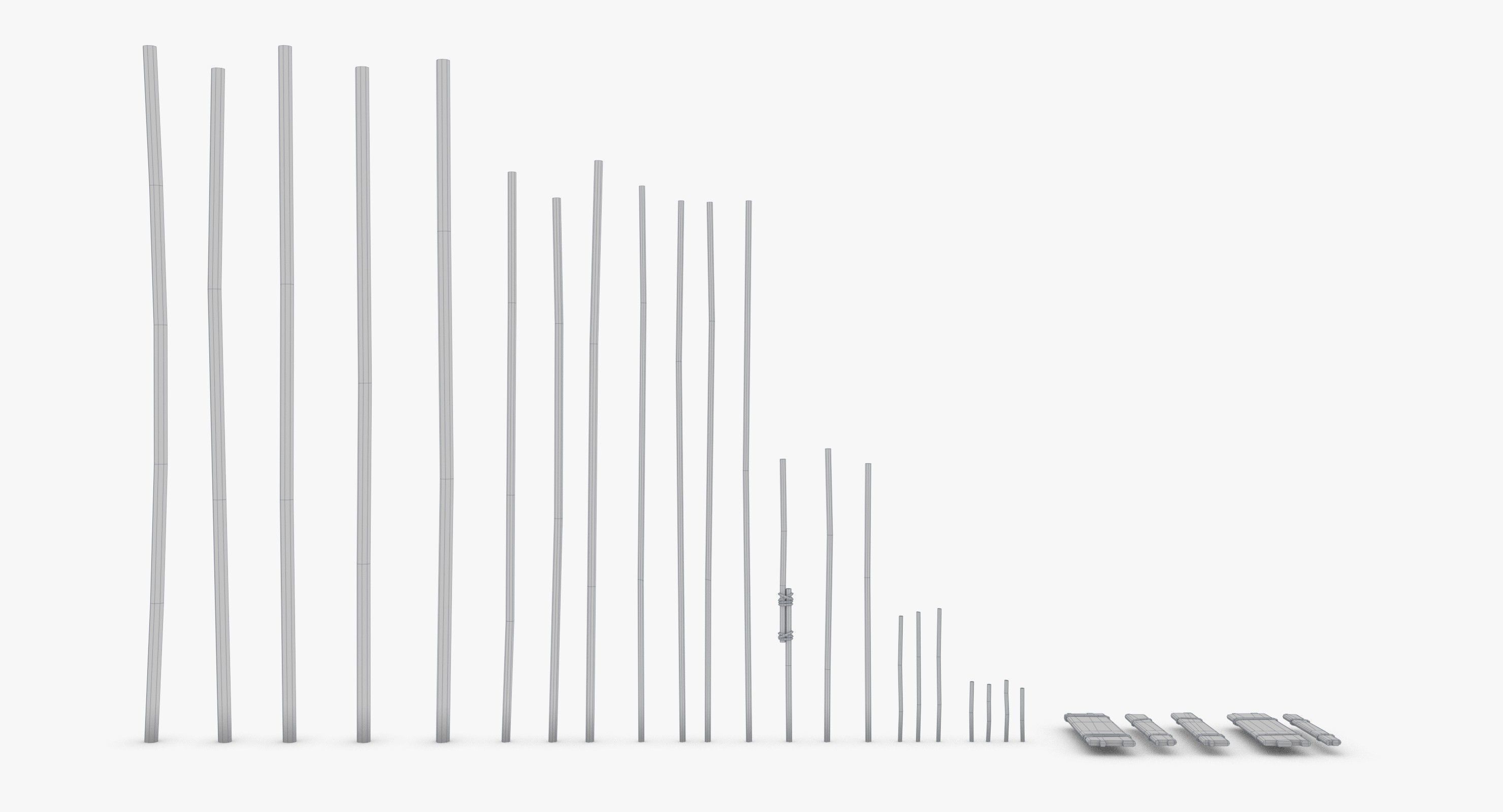 Modular Wooden Stakes and Planks Asset Low-poly 3D model_5