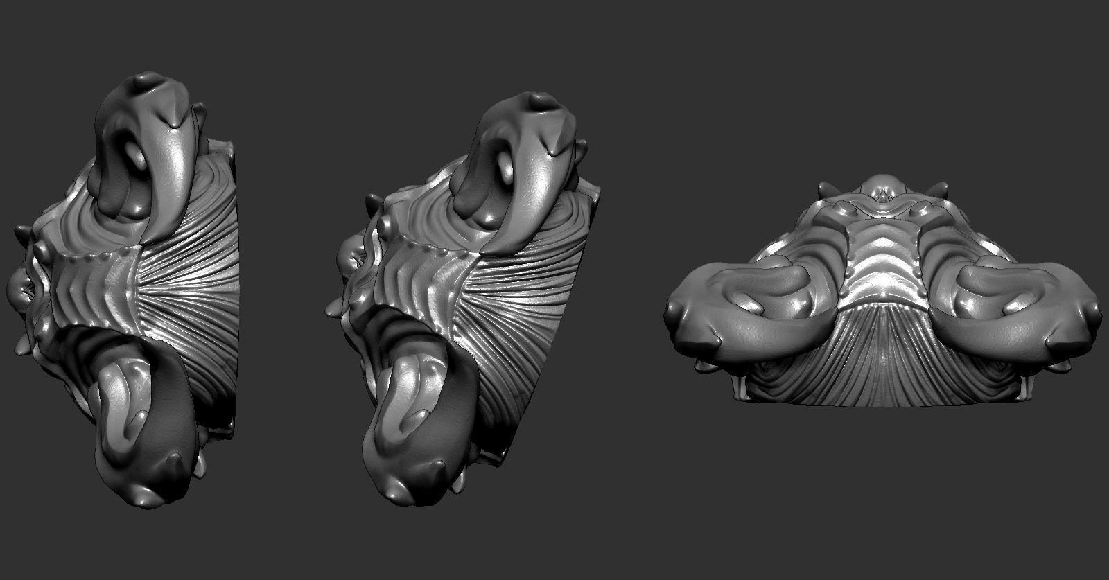 Hannya three demon masks with horns 3D print model_2