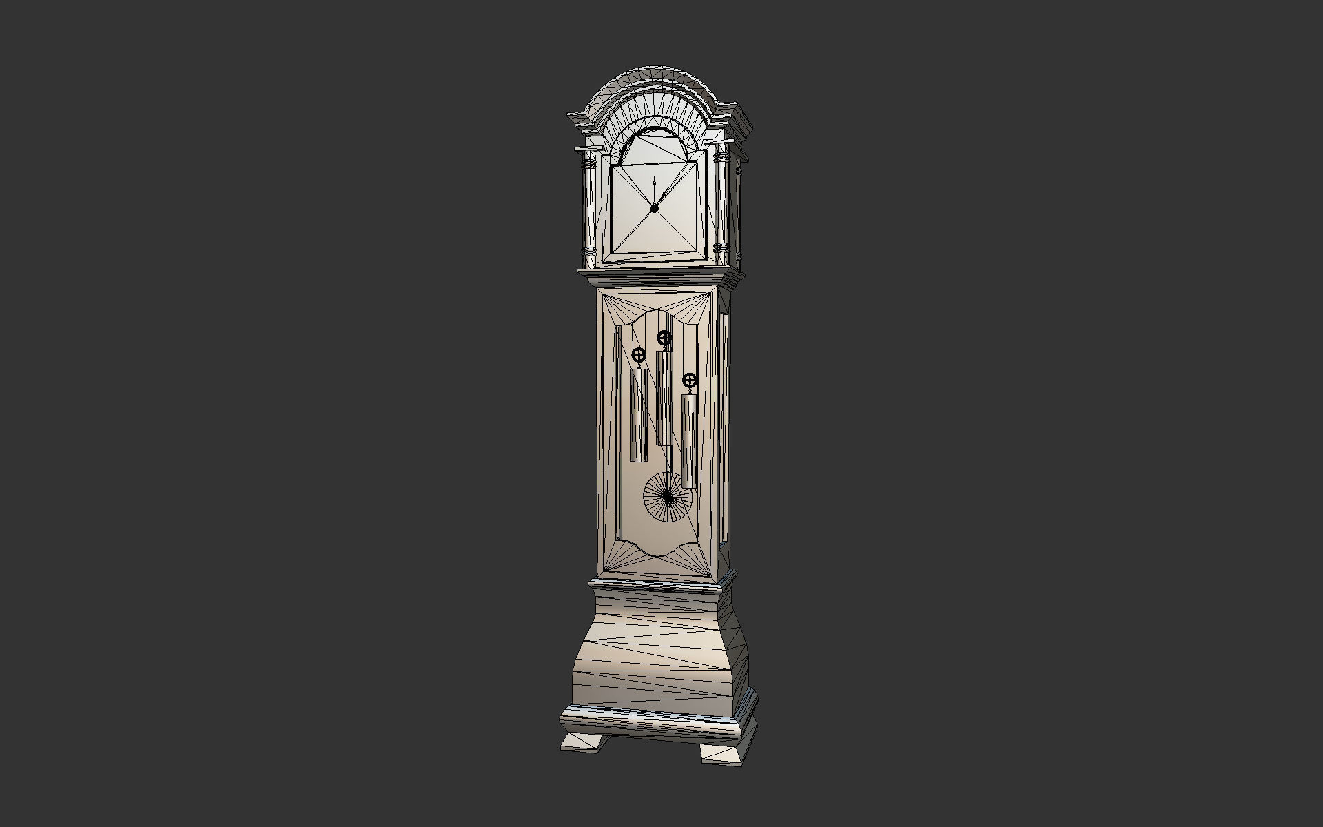 Floor Clock Low-poly 3D model_9