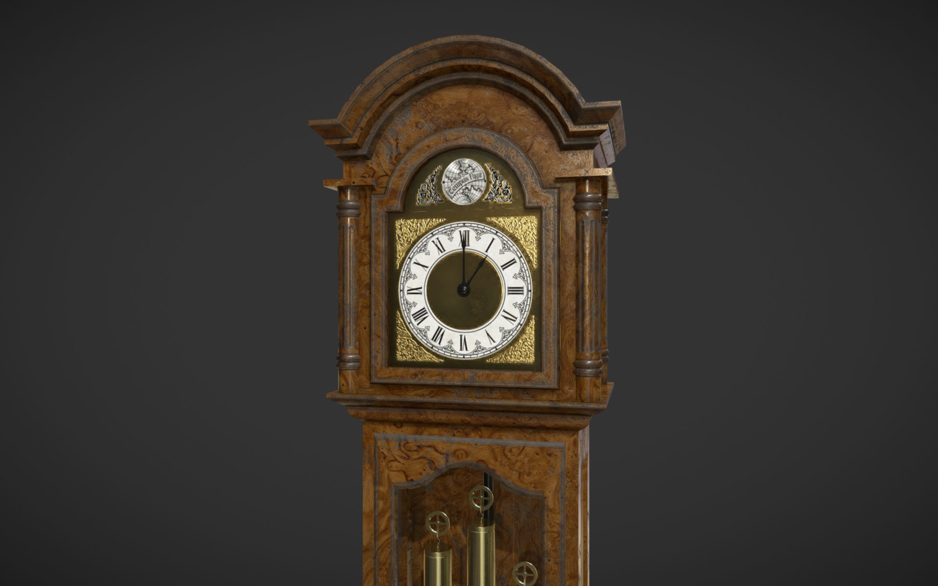 Floor Clock Low-poly 3D model_5