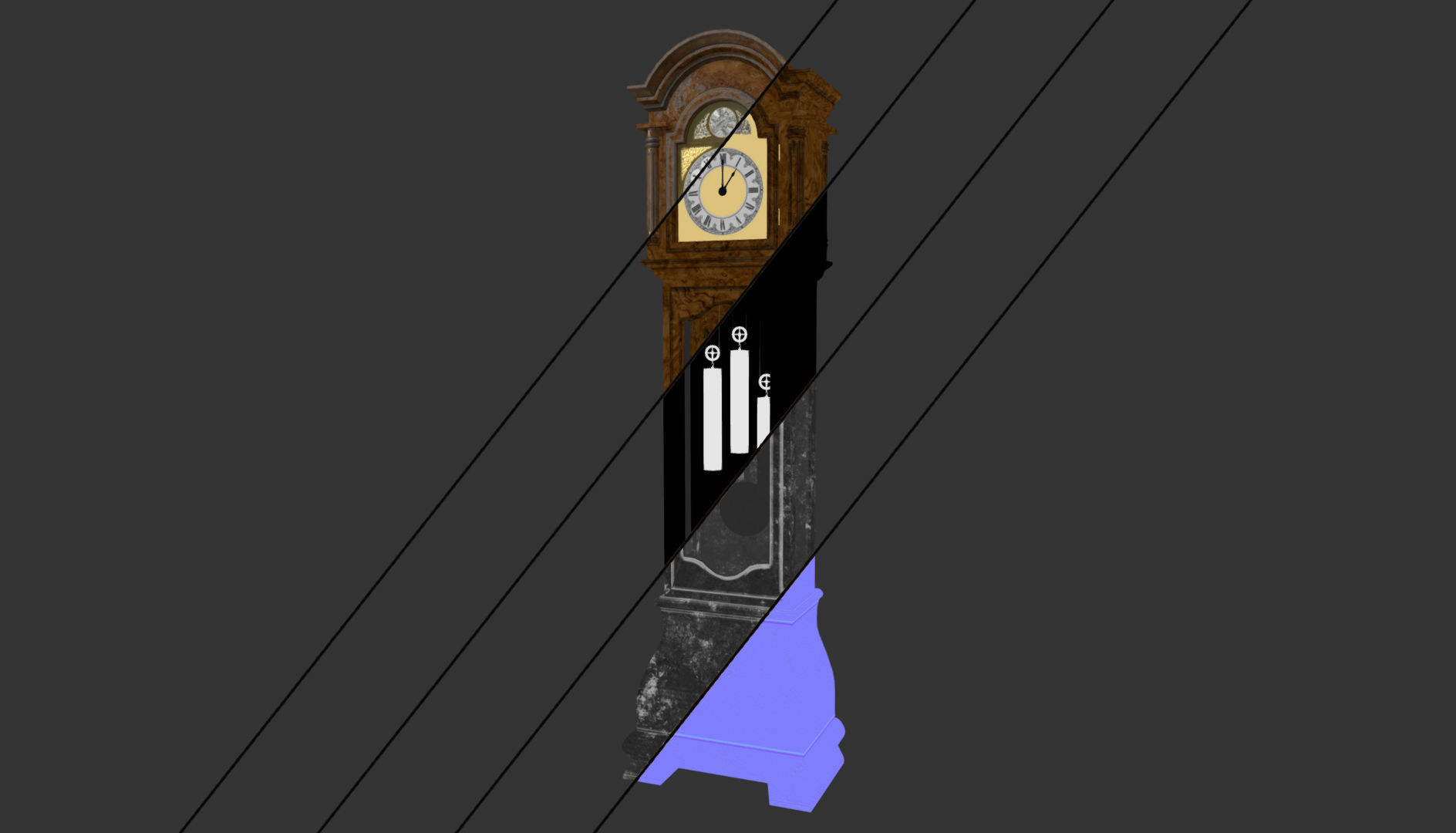 Floor Clock Low-poly 3D model_10