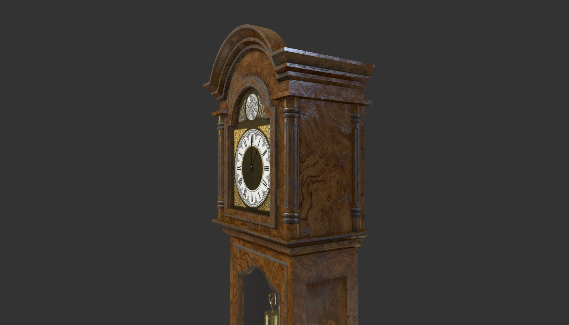 Floor Clock Low-poly 3D model_17