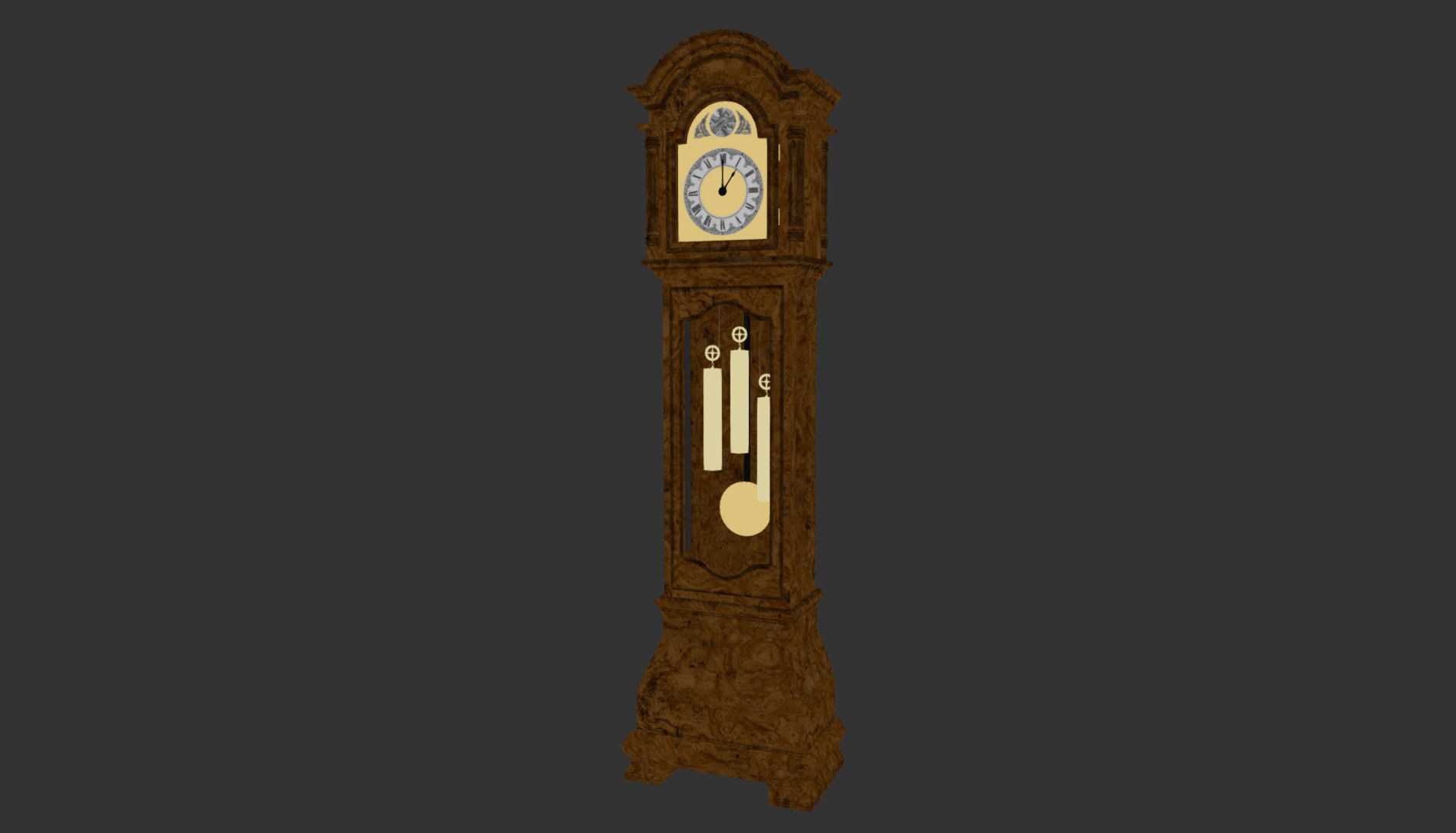 Floor Clock Low-poly 3D model_12