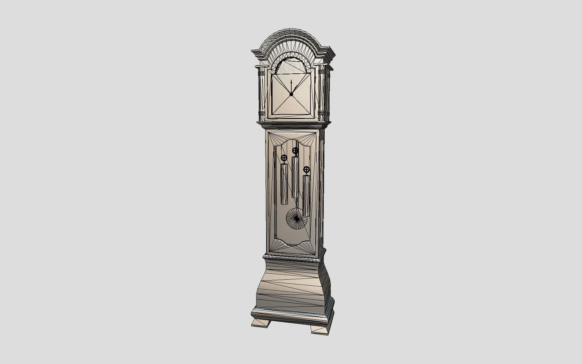 Floor Clock Low-poly 3D model_4