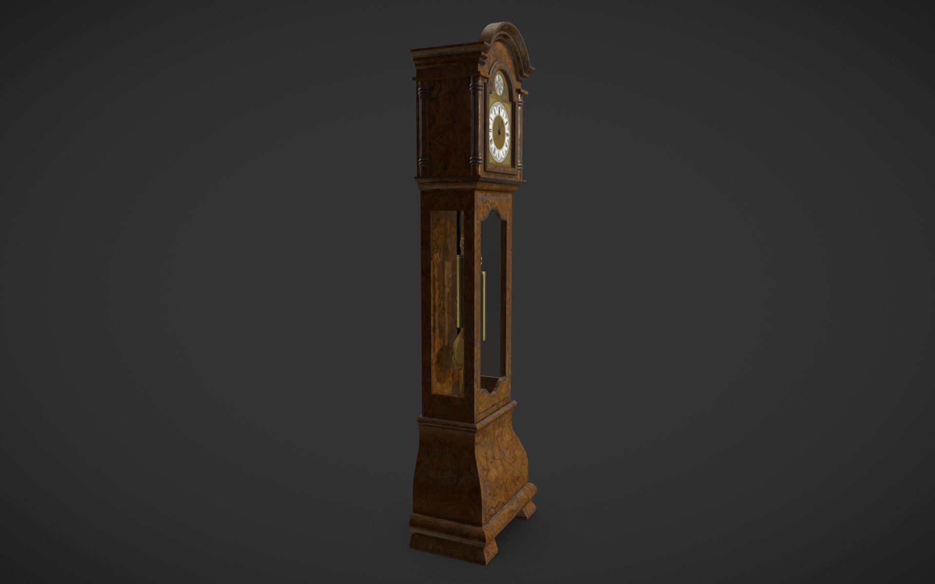 Floor Clock Low-poly 3D model_7