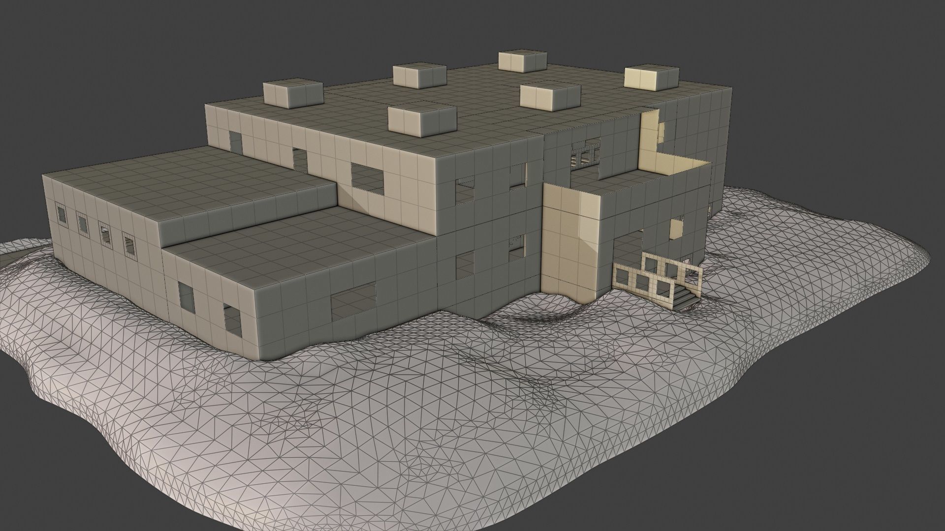 Layout 002 Municipal Building Low-poly 3D model_1