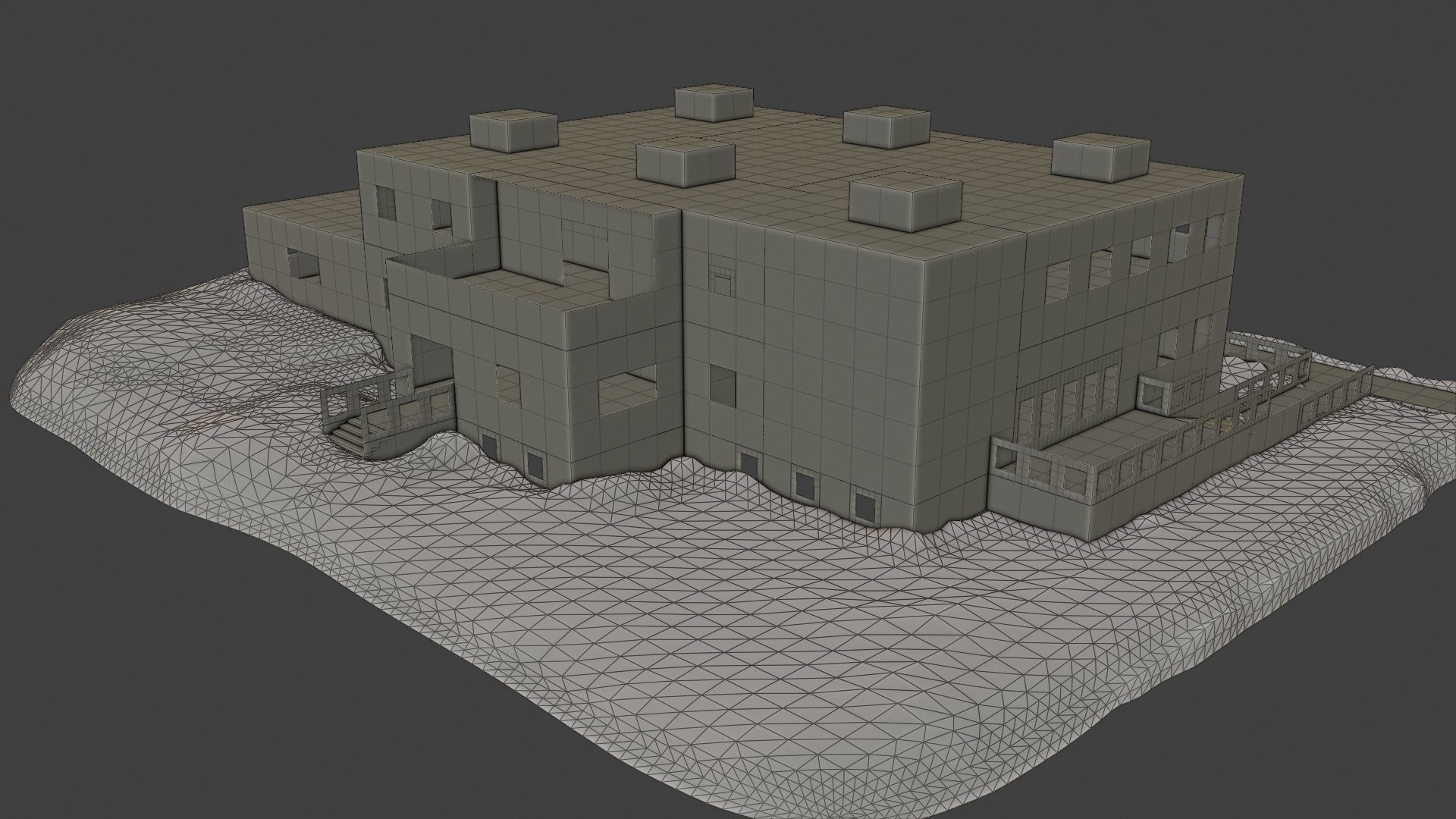 Layout 002 Municipal Building Low-poly 3D model_2