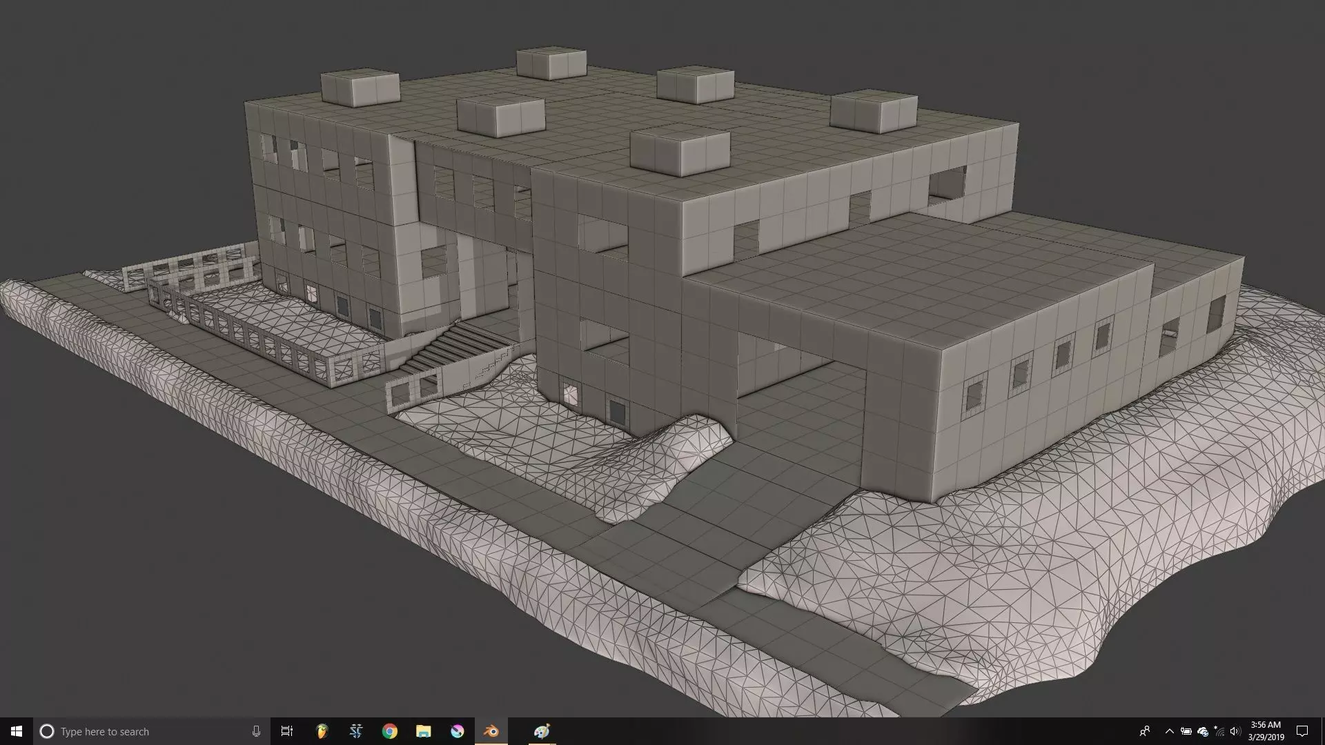 Layout 002 Municipal Building Low-poly 3D model_0