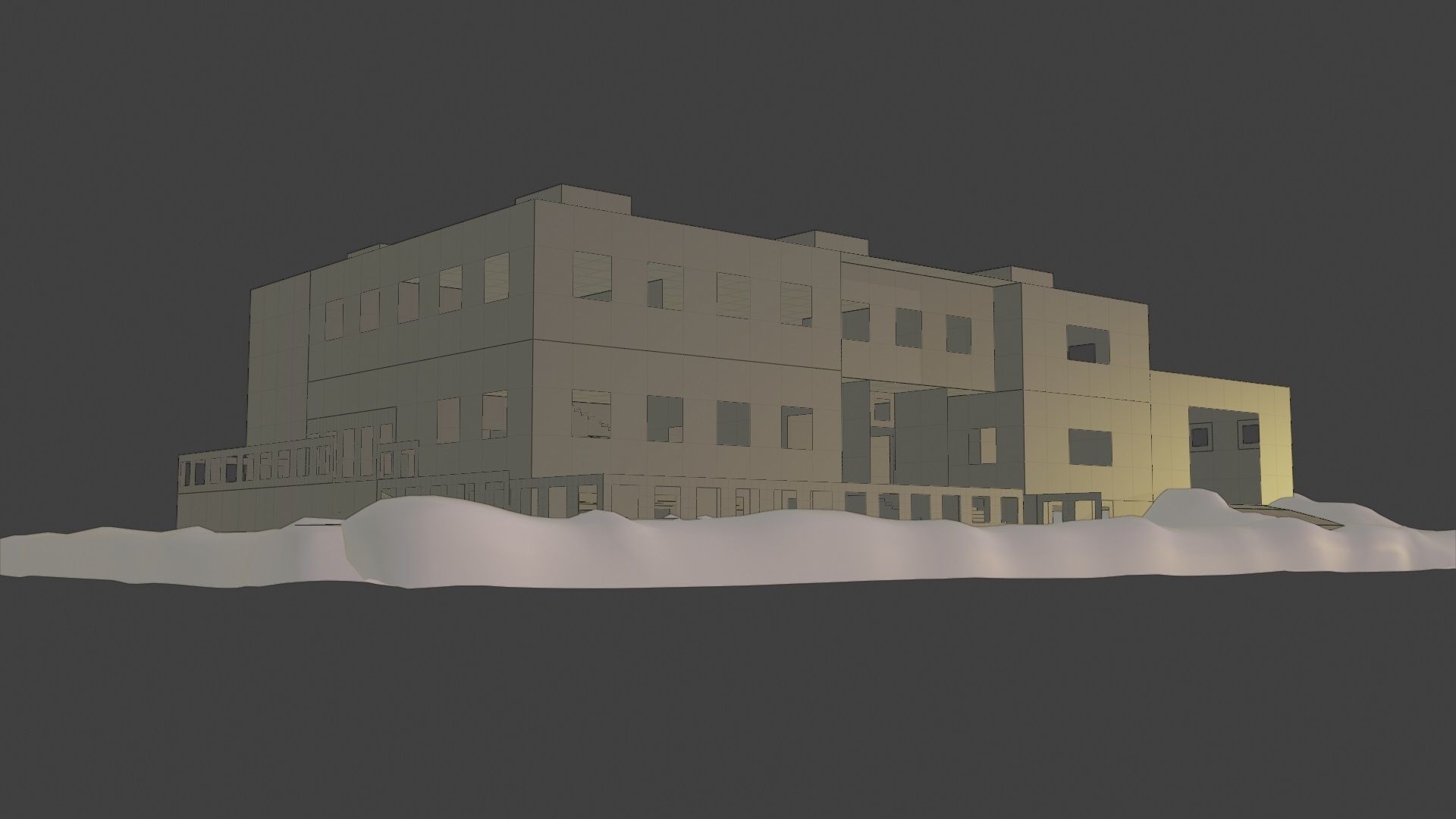 Layout 002 Municipal Building Low-poly 3D model_4