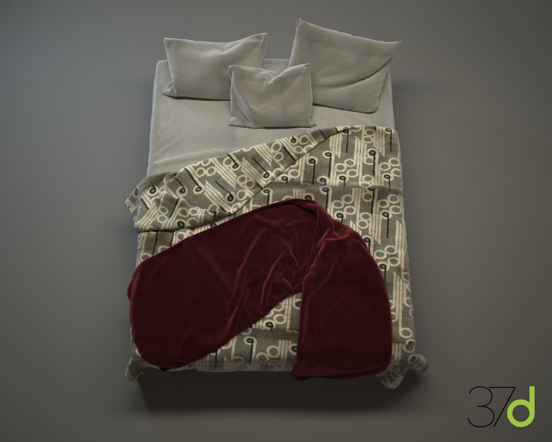 Photorealistic Bed 37d 3D model_2