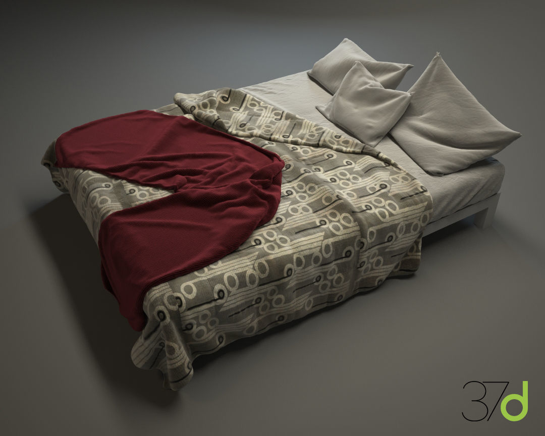 Photorealistic Bed 37d 3D model_1
