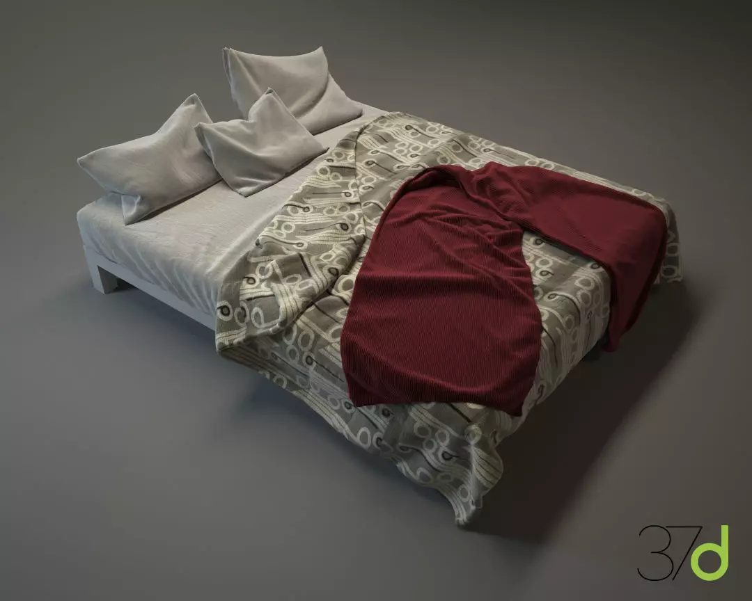 Photorealistic Bed 37d 3D model_0