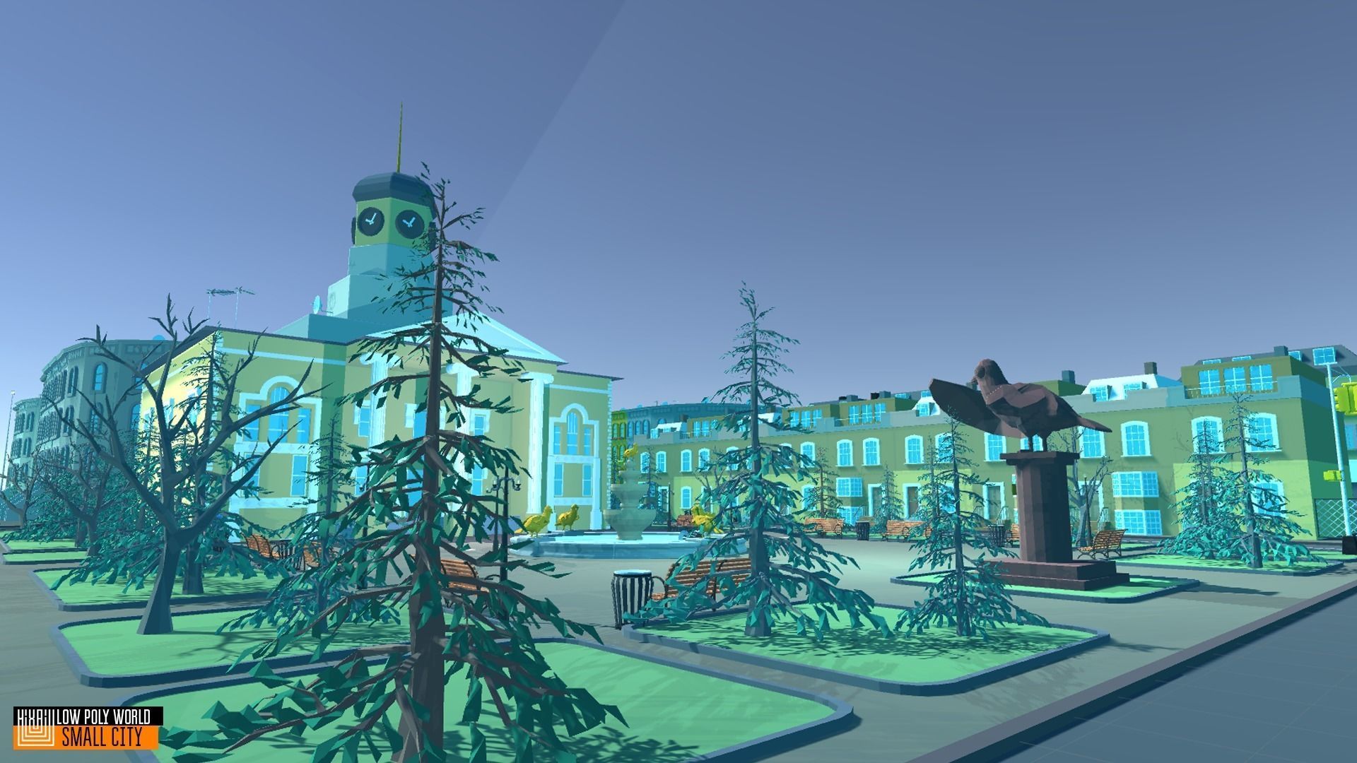 LOW POLY WORLD - SMALL CITY Low-poly 3D model_9