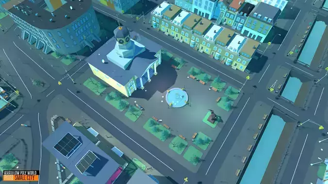 LOW POLY WORLD - SMALL CITY  Low-poly 3D model