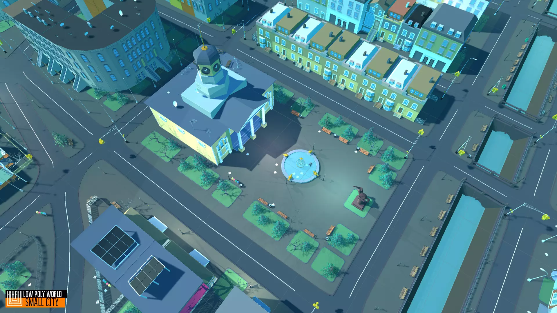 LOW POLY WORLD - SMALL CITY Low-poly 3D model_0