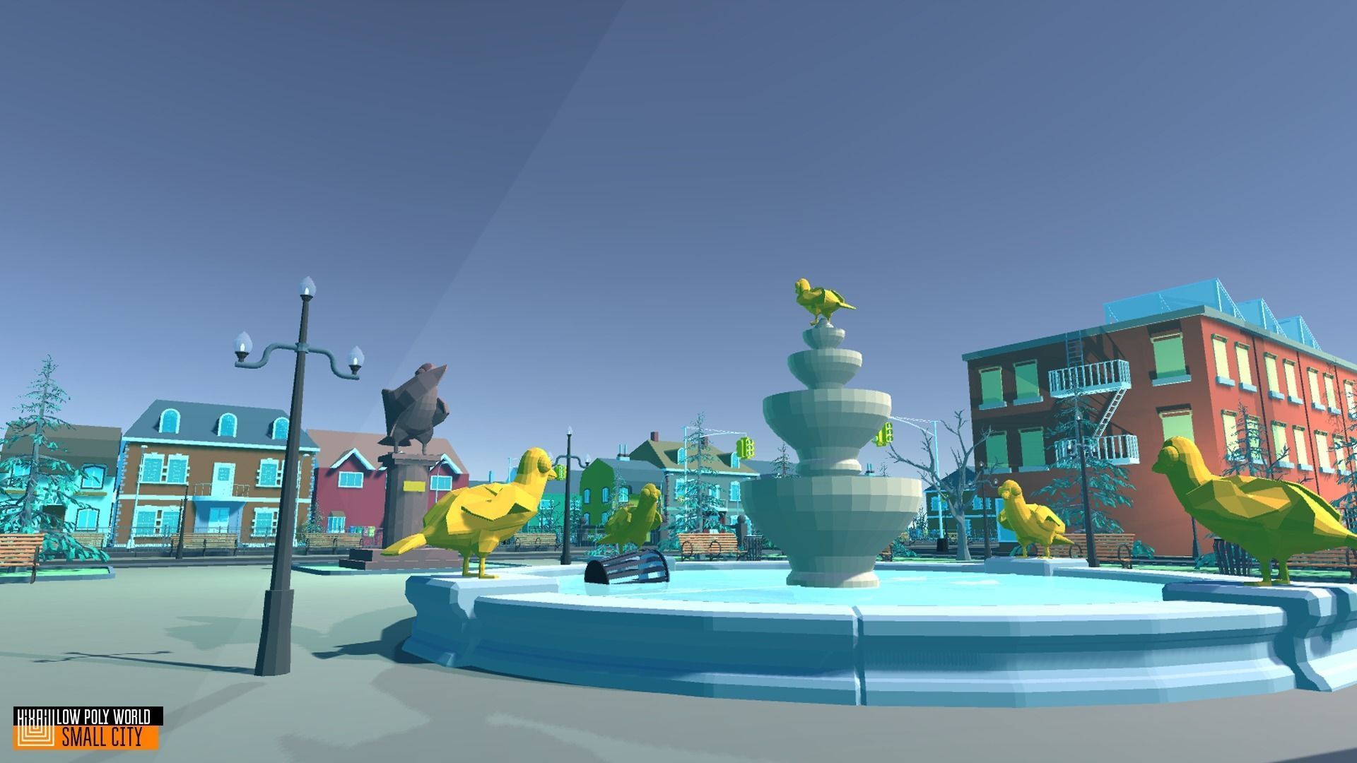 LOW POLY WORLD - SMALL CITY Low-poly 3D model_3