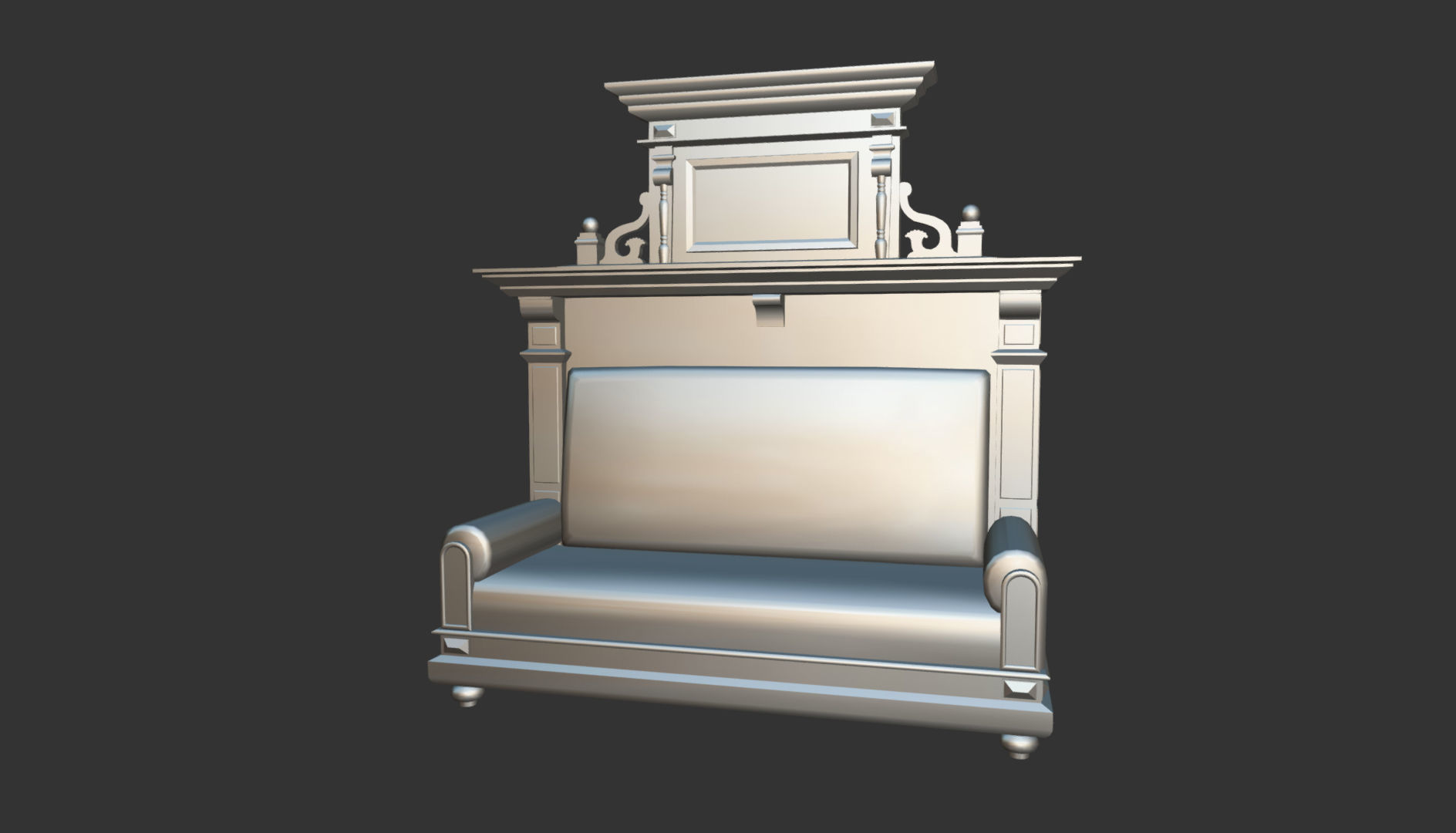 Old Office Couch Low-poly 3D model_17