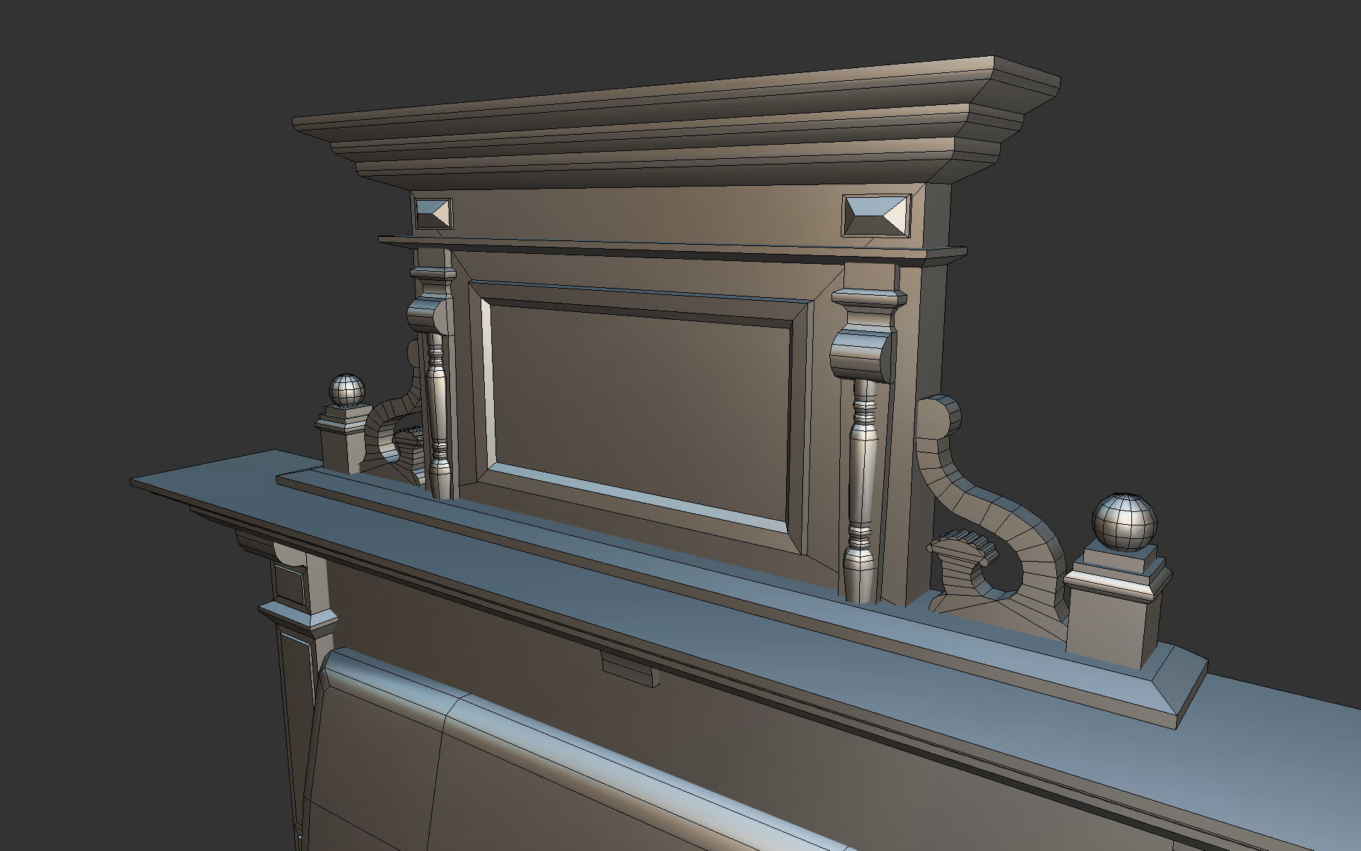 Old Office Couch Low-poly 3D model_9