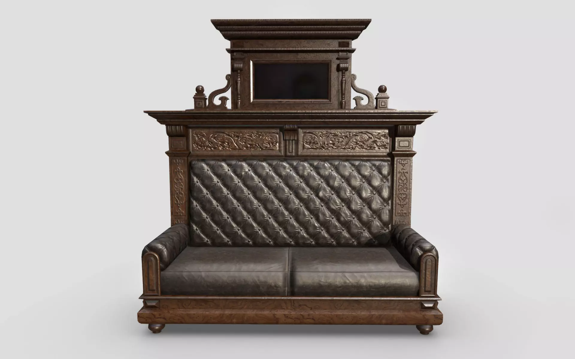 Old Office Couch Low-poly 3D model_0