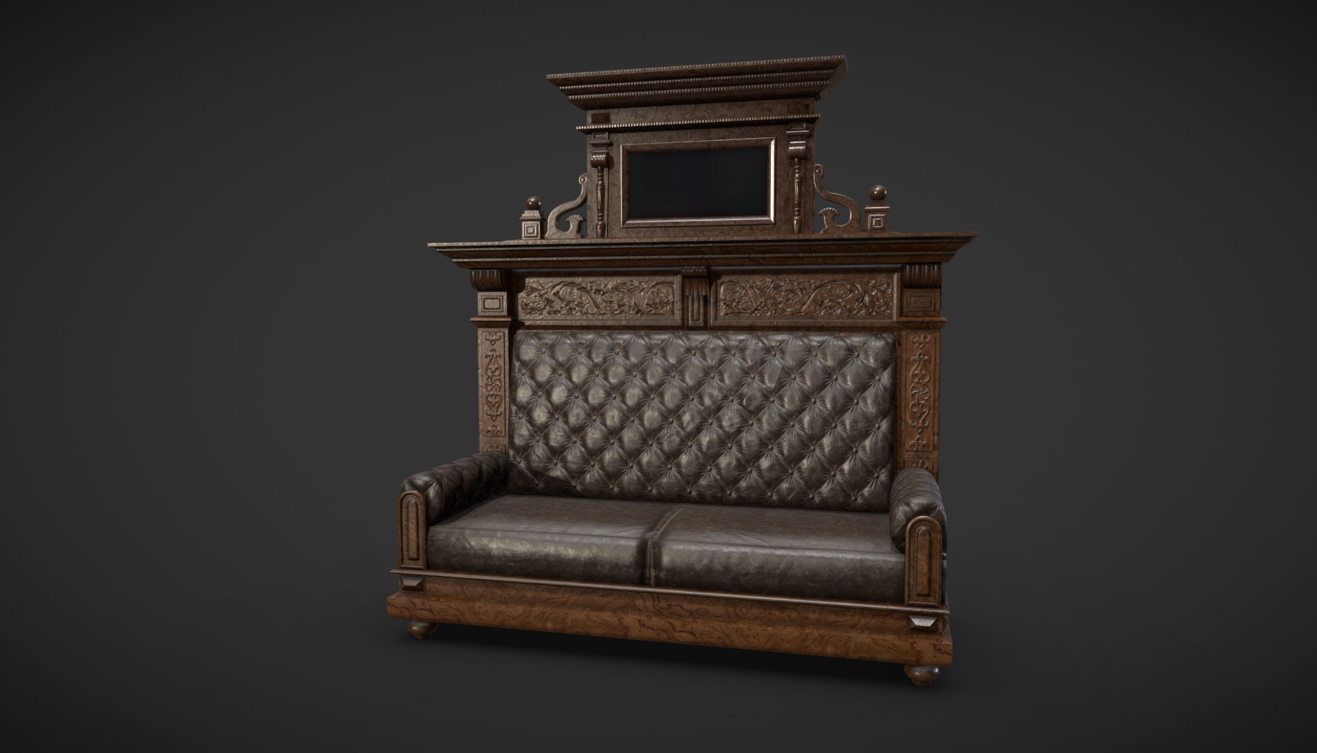 Old Office Couch Low-poly 3D model_11