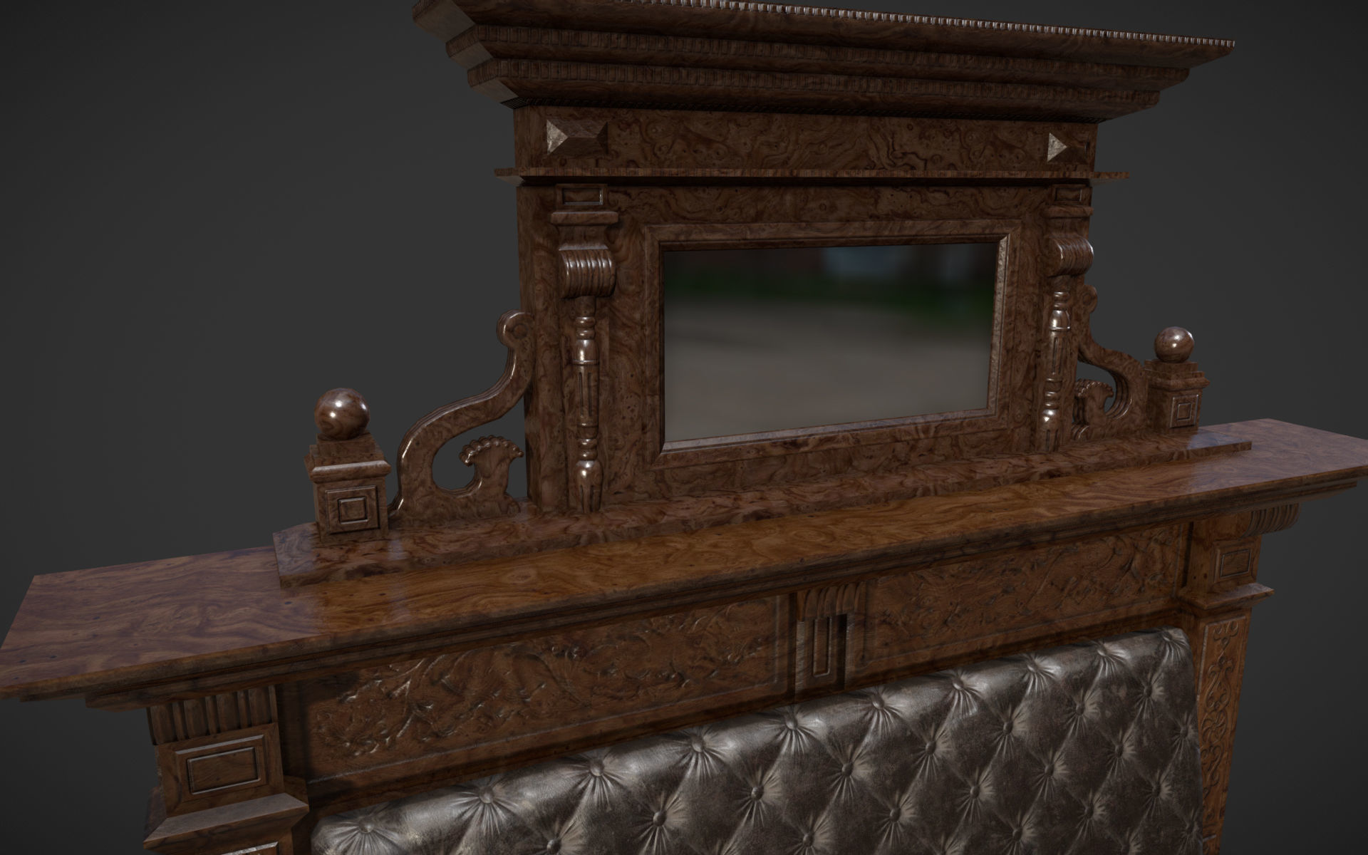 Old Office Couch Low-poly 3D model_5