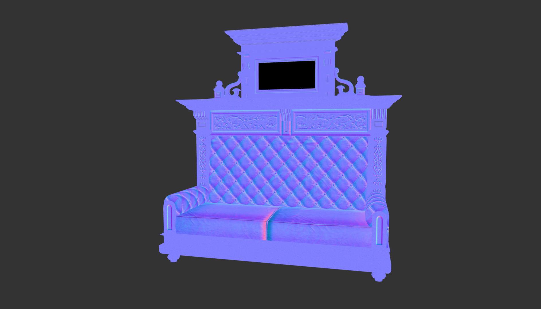 Old Office Couch Low-poly 3D model_16