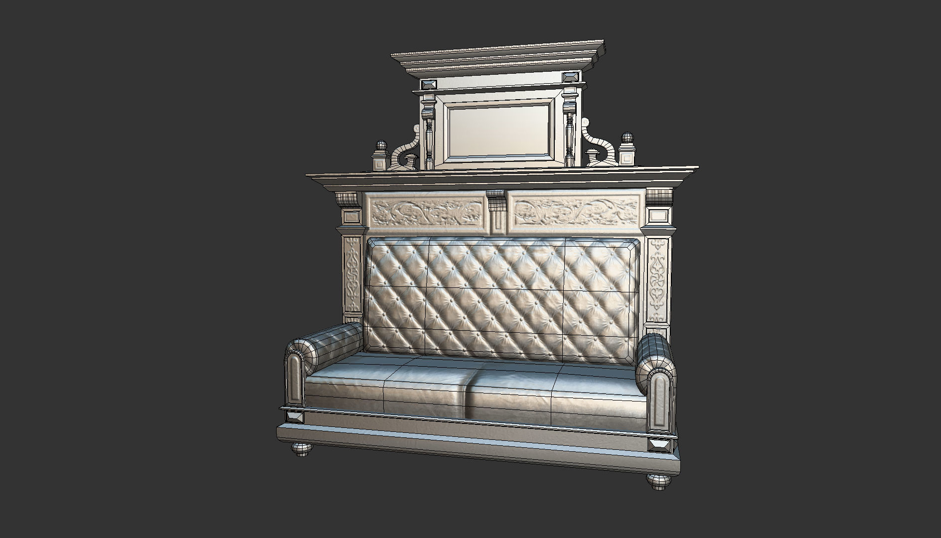 Old Office Couch Low-poly 3D model_19