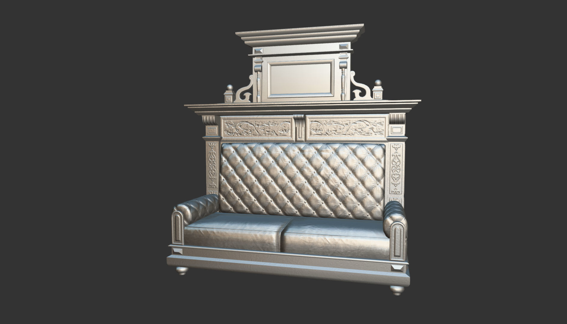Old Office Couch Low-poly 3D model_18