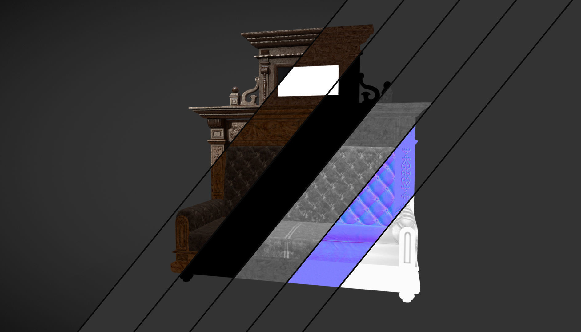 Old Office Couch Low-poly 3D model_10