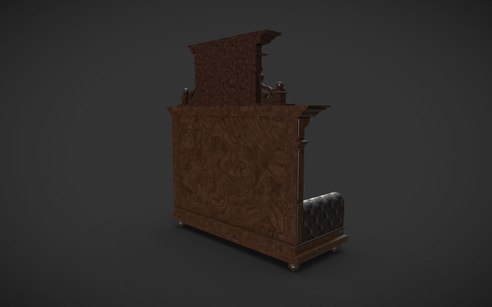 Old Office Couch Low-poly 3D model_6