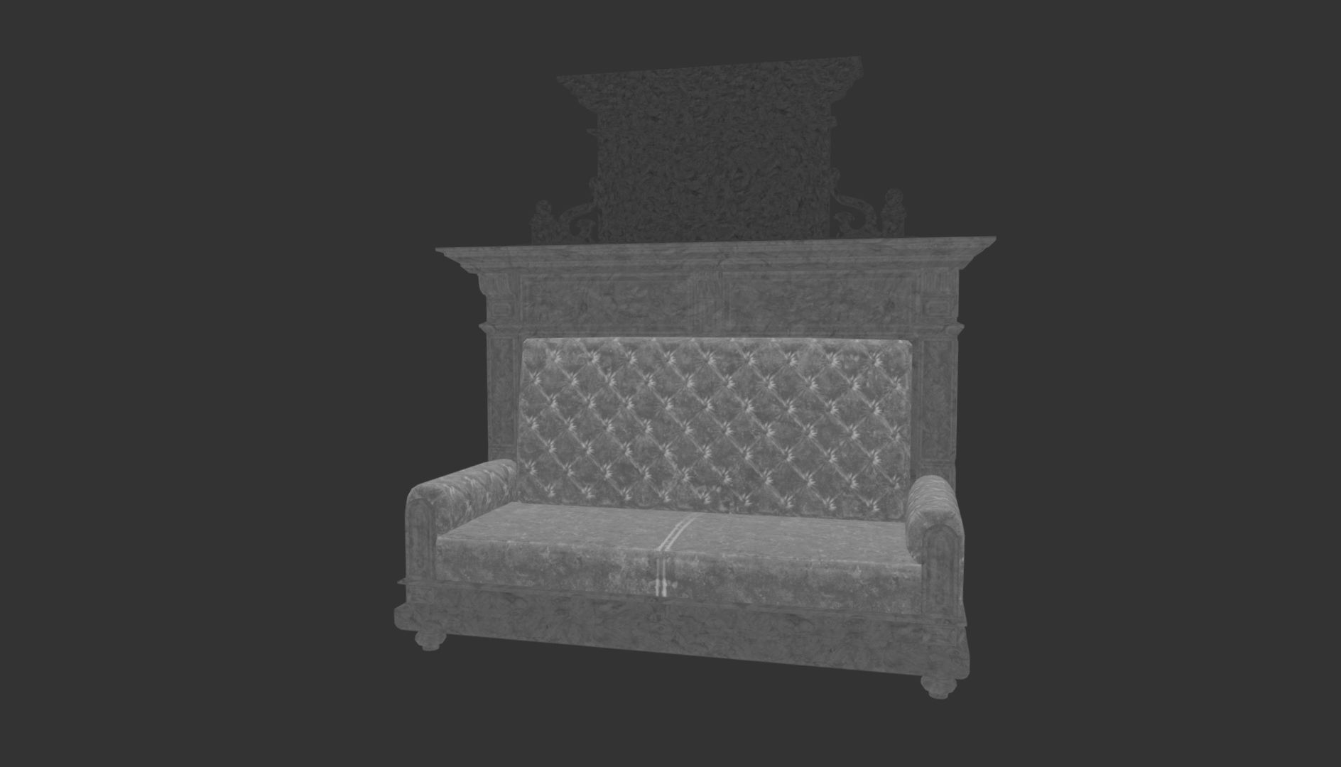 Old Office Couch Low-poly 3D model_15