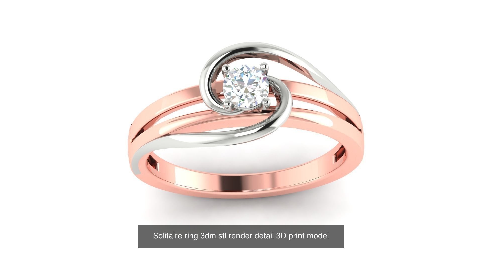 200 model-Bulk Solitaire ring 3dm stl render detail 3D print  3D Model Collection_106