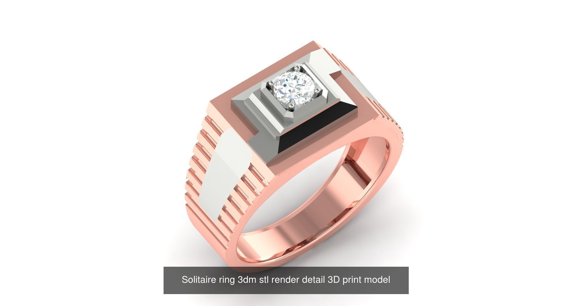 200 model-Bulk Solitaire ring 3dm stl render detail 3D print  3D Model Collection_89