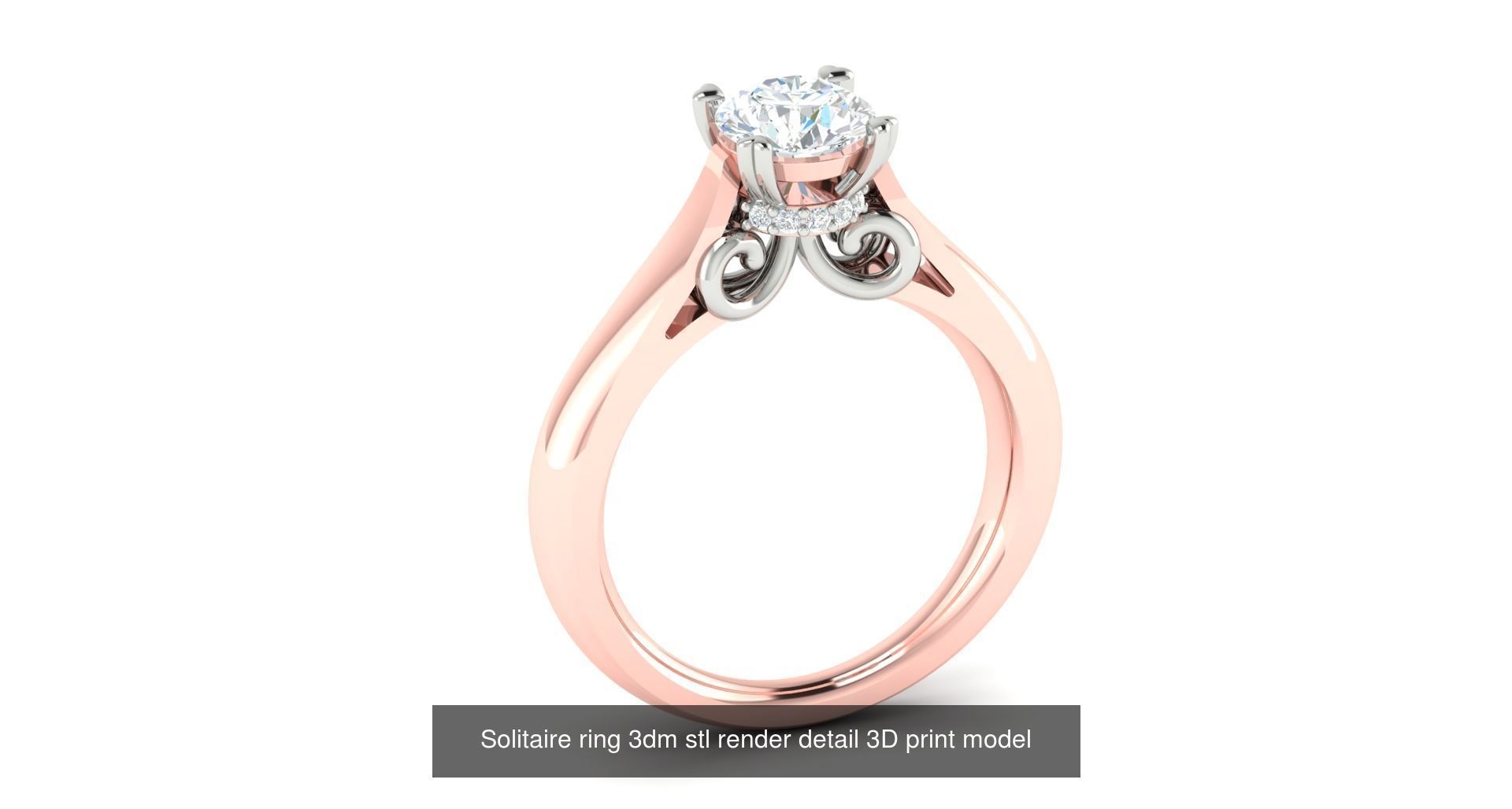 200 model-Bulk Solitaire ring 3dm stl render detail 3D print  3D Model Collection_54