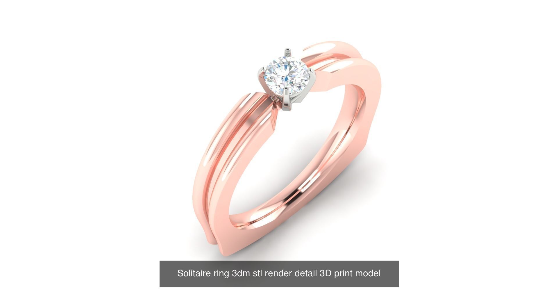200 model-Bulk Solitaire ring 3dm stl render detail 3D print  3D Model Collection_141