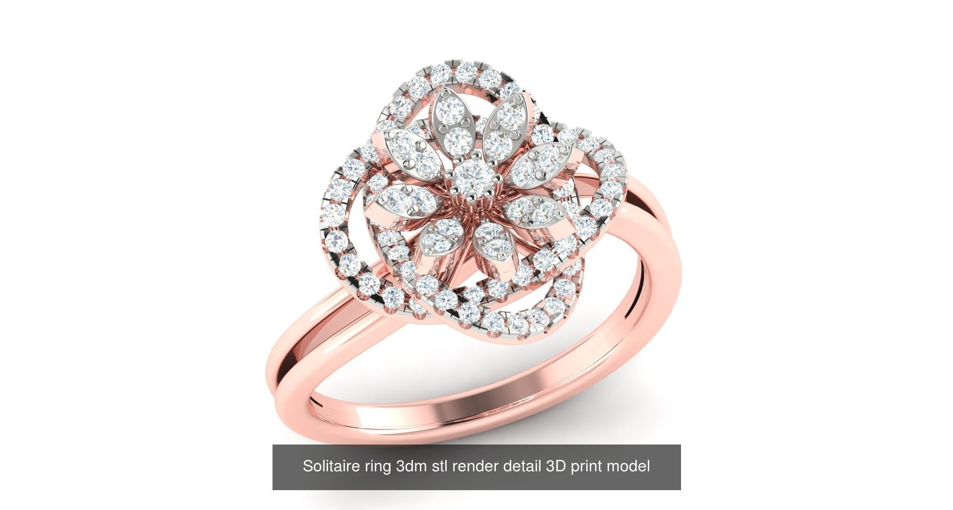 200 model-Bulk Solitaire ring 3dm stl render detail 3D print  3D Model Collection_122