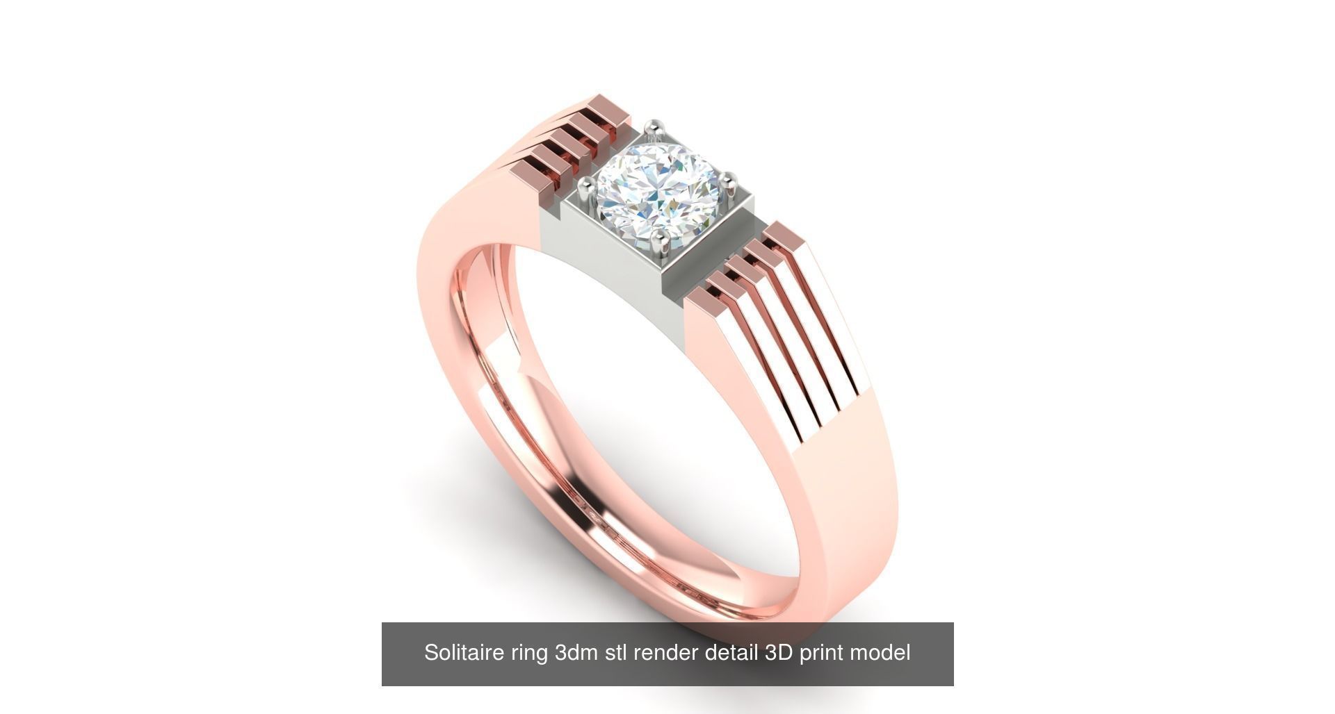 200 model-Bulk Solitaire ring 3dm stl render detail 3D print  3D Model Collection_70