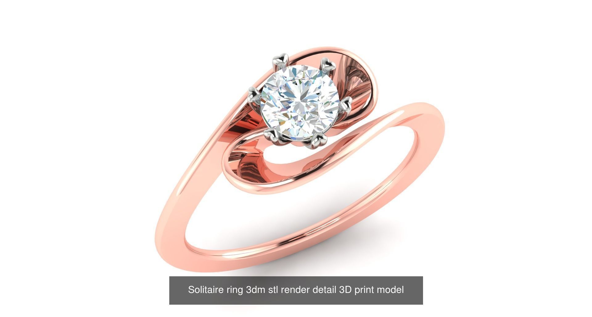 200 model-Bulk Solitaire ring 3dm stl render detail 3D print  3D Model Collection_114