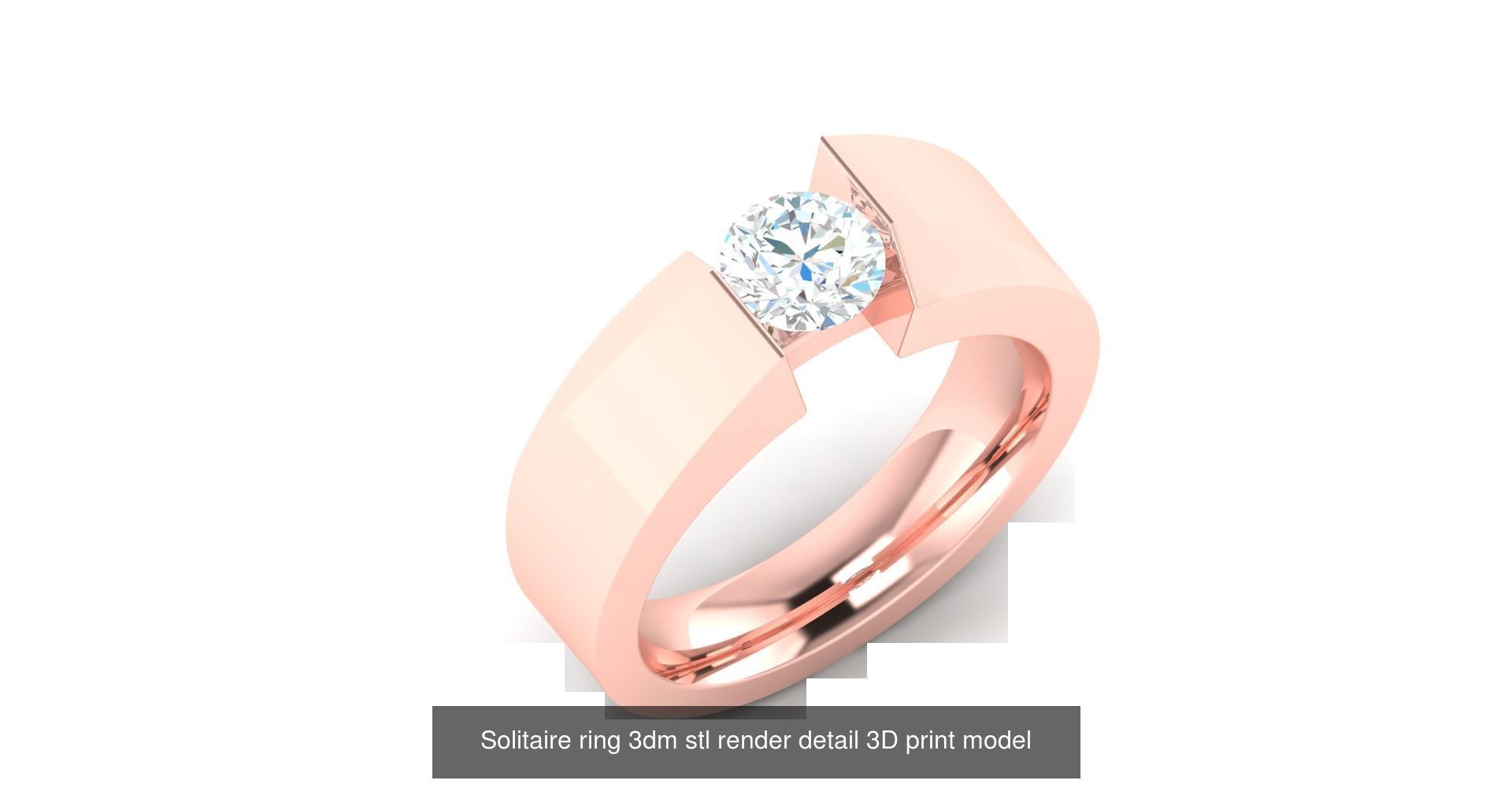 200 model-Bulk Solitaire ring 3dm stl render detail 3D print  3D Model Collection_142