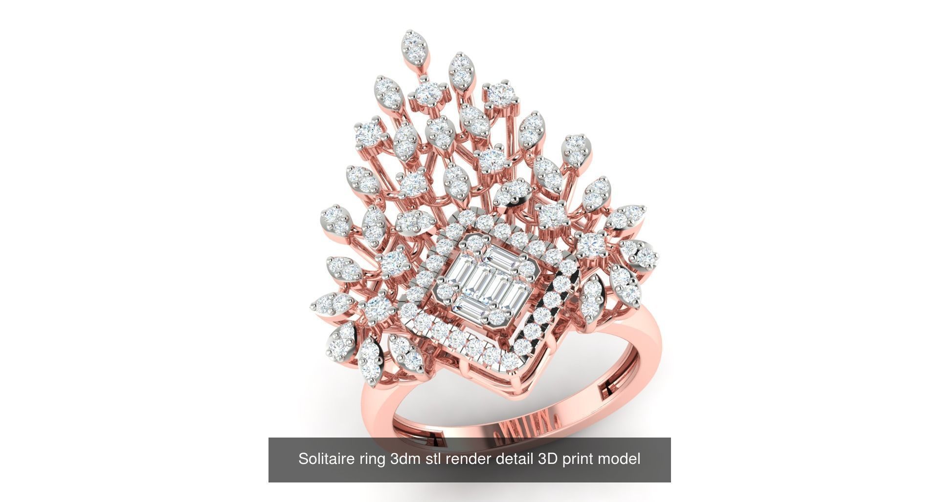 200 model-Bulk Solitaire ring 3dm stl render detail 3D print  3D Model Collection_72