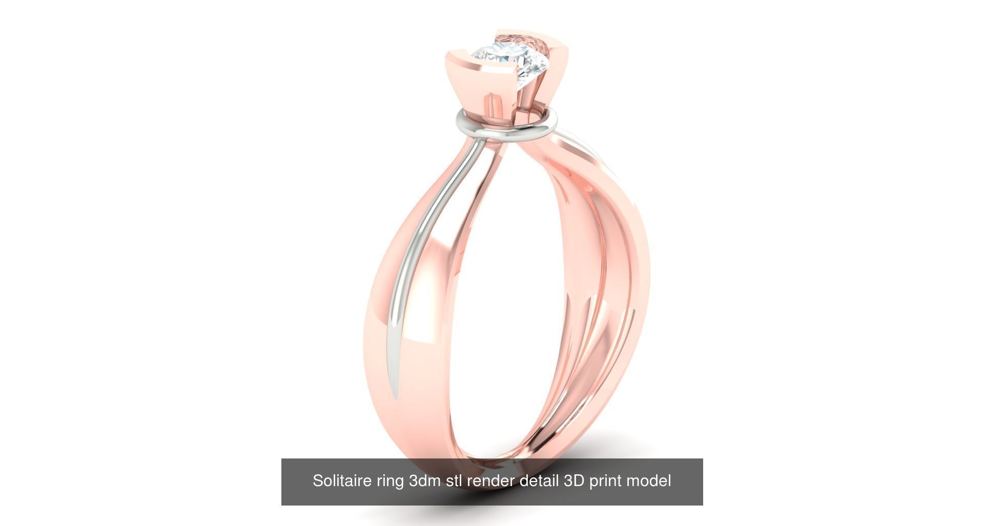 200 model-Bulk Solitaire ring 3dm stl render detail 3D print  3D Model Collection_46
