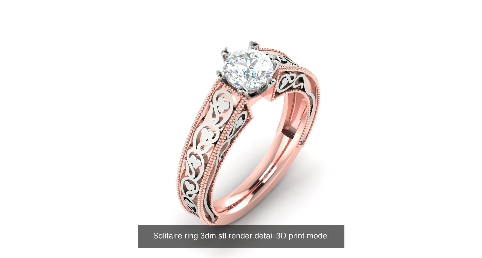 200 model-Bulk Solitaire ring 3dm stl render detail 3D print  3D Model Collection_52