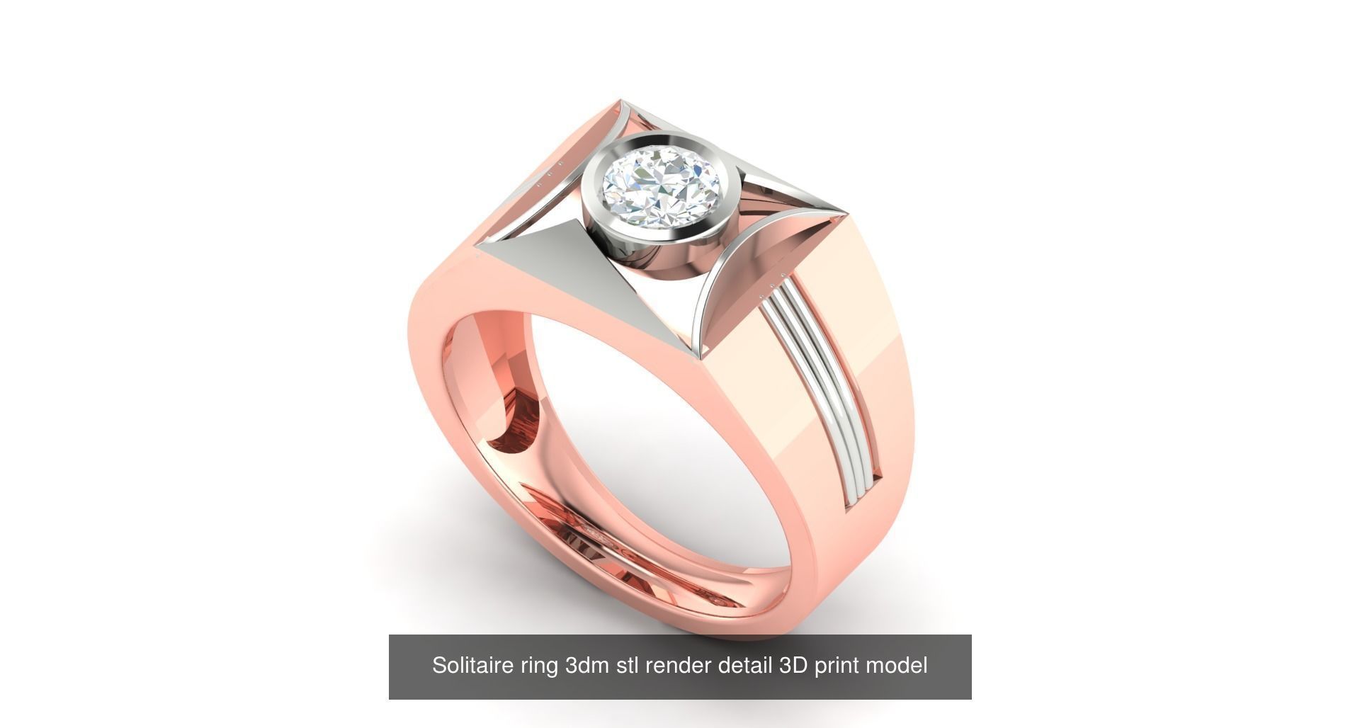 200 model-Bulk Solitaire ring 3dm stl render detail 3D print  3D Model Collection_86